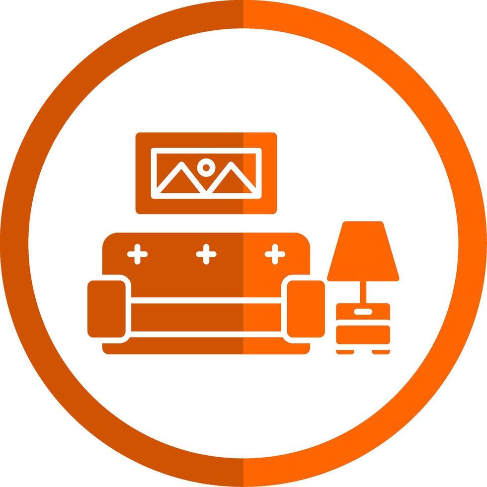 Living Room Glyph Orange Circle Icon vector