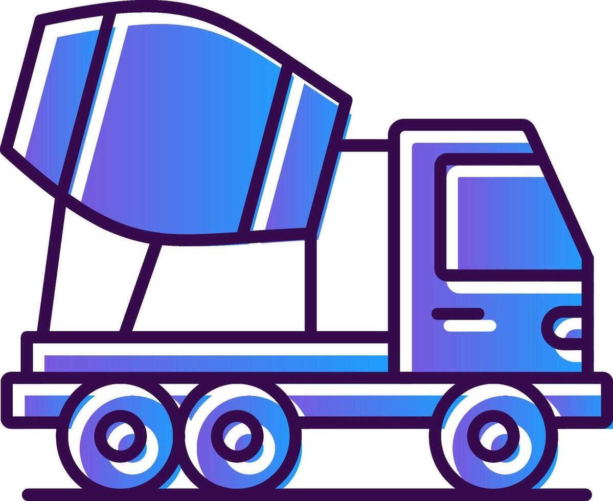 Concrete Mixer Truck Gradient Filled Icon vector