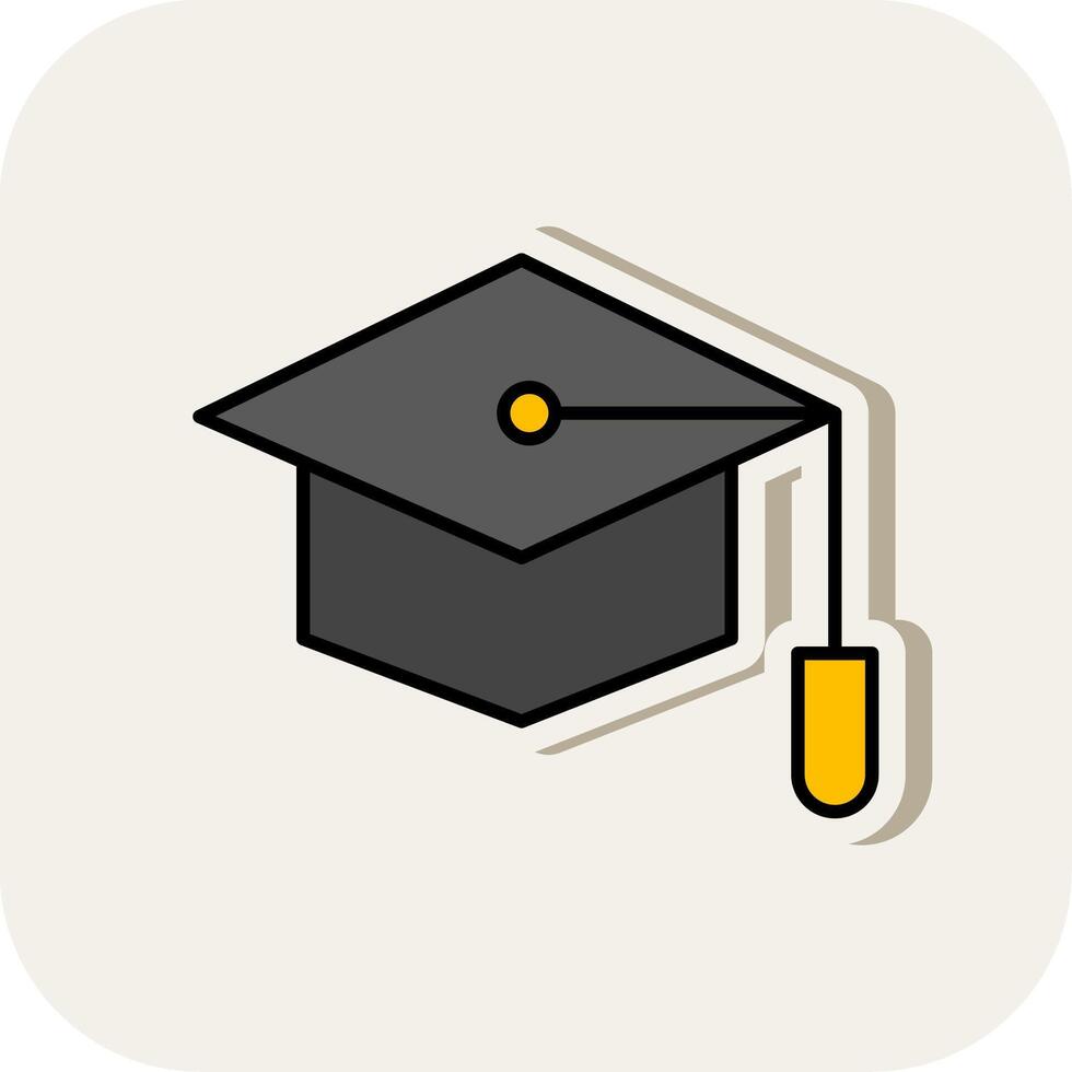 Graduate Hat Line Filled White Shadow Icon vector