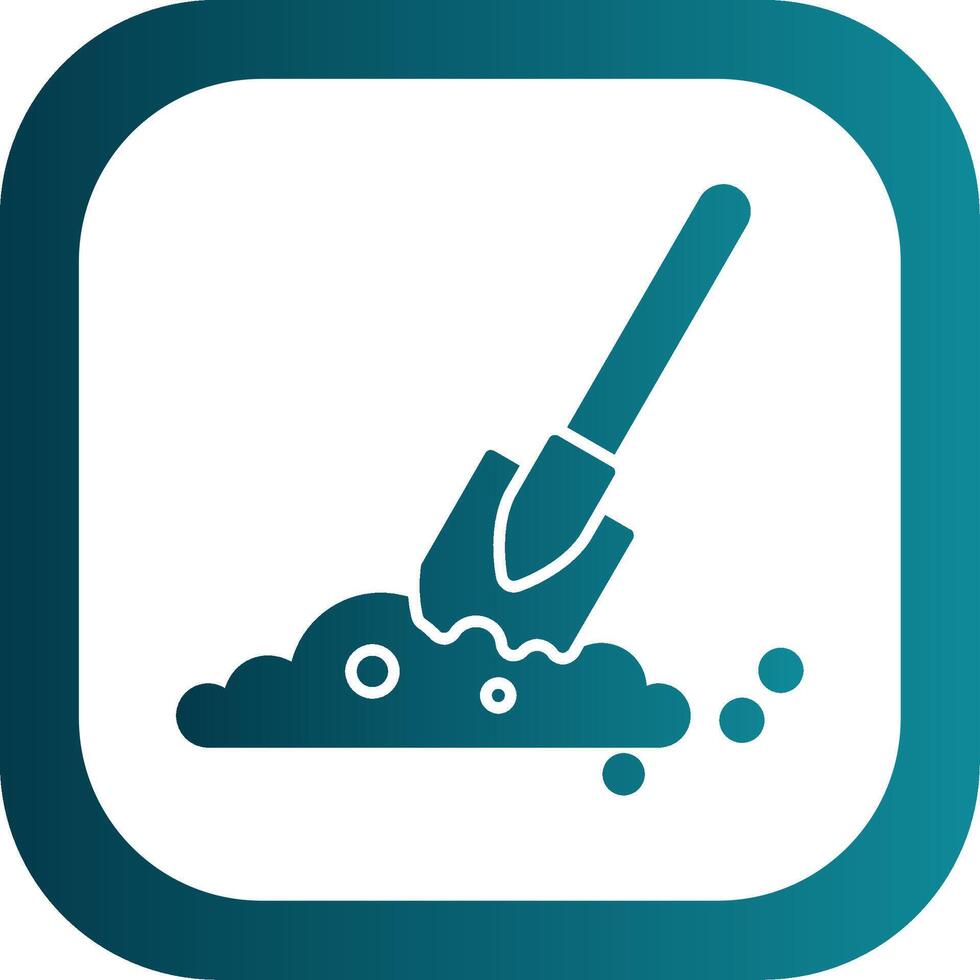 Shovel In Soil Glyph Gradient Round Corner Icon vector