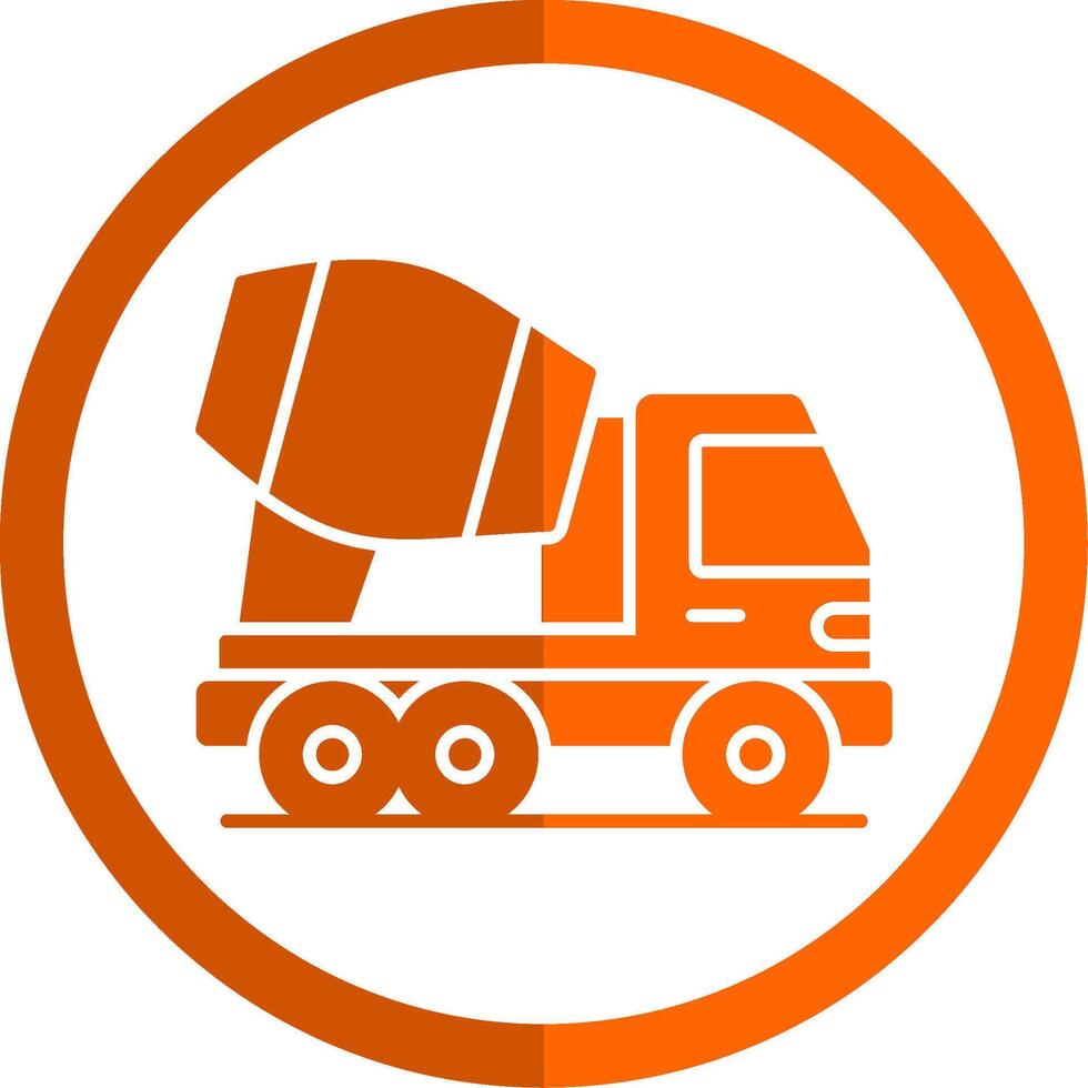 Concrete Mixer Truck Glyph Orange Circle Icon vector