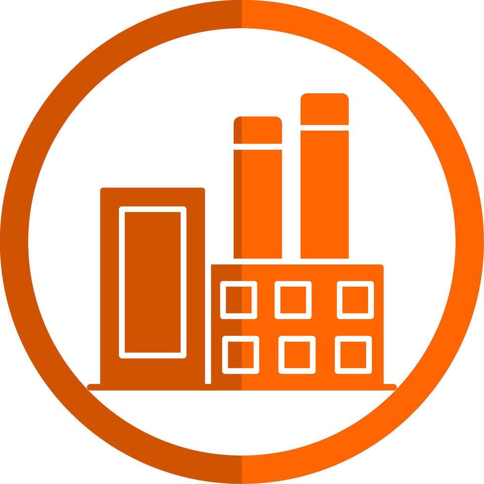 industrial edificios glifo naranja circulo icono vector