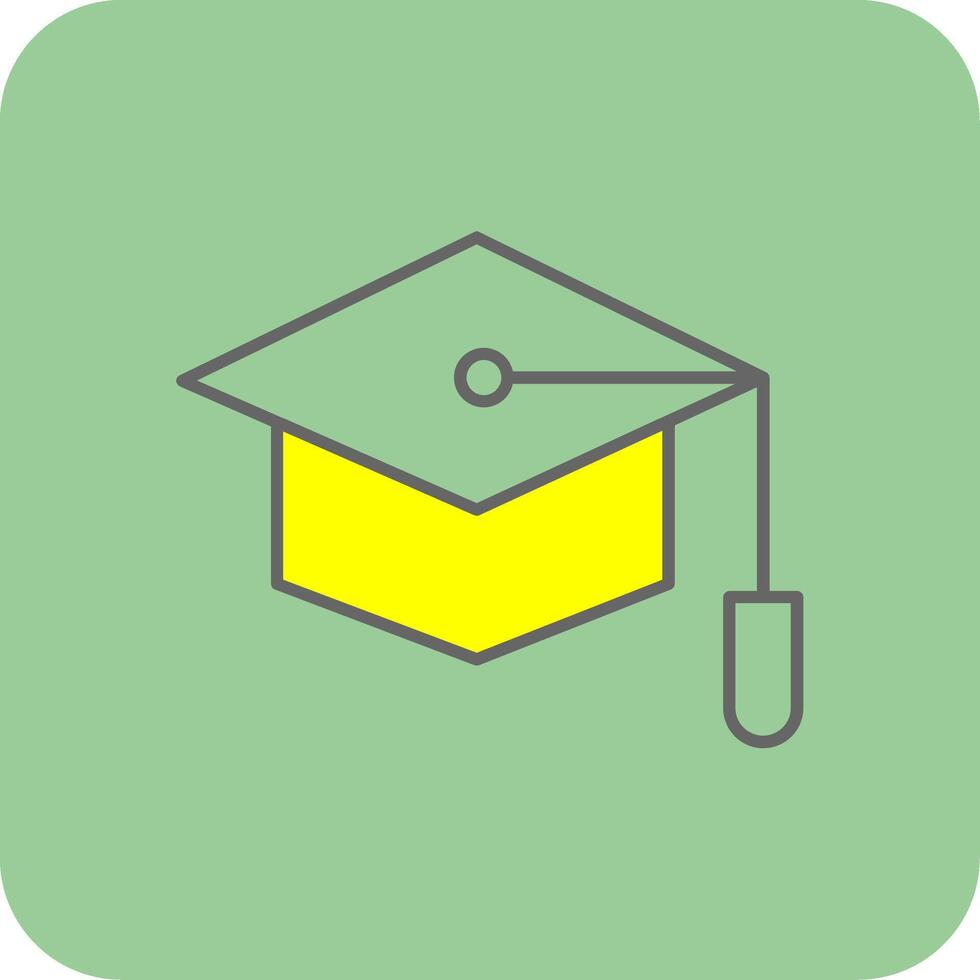 Graduate Hat Filled Yellow Icon vector