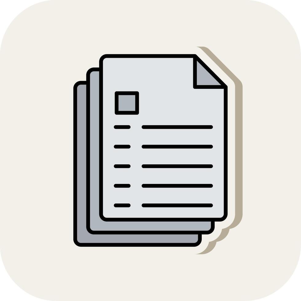Files Line Filled White Shadow Icon vector
