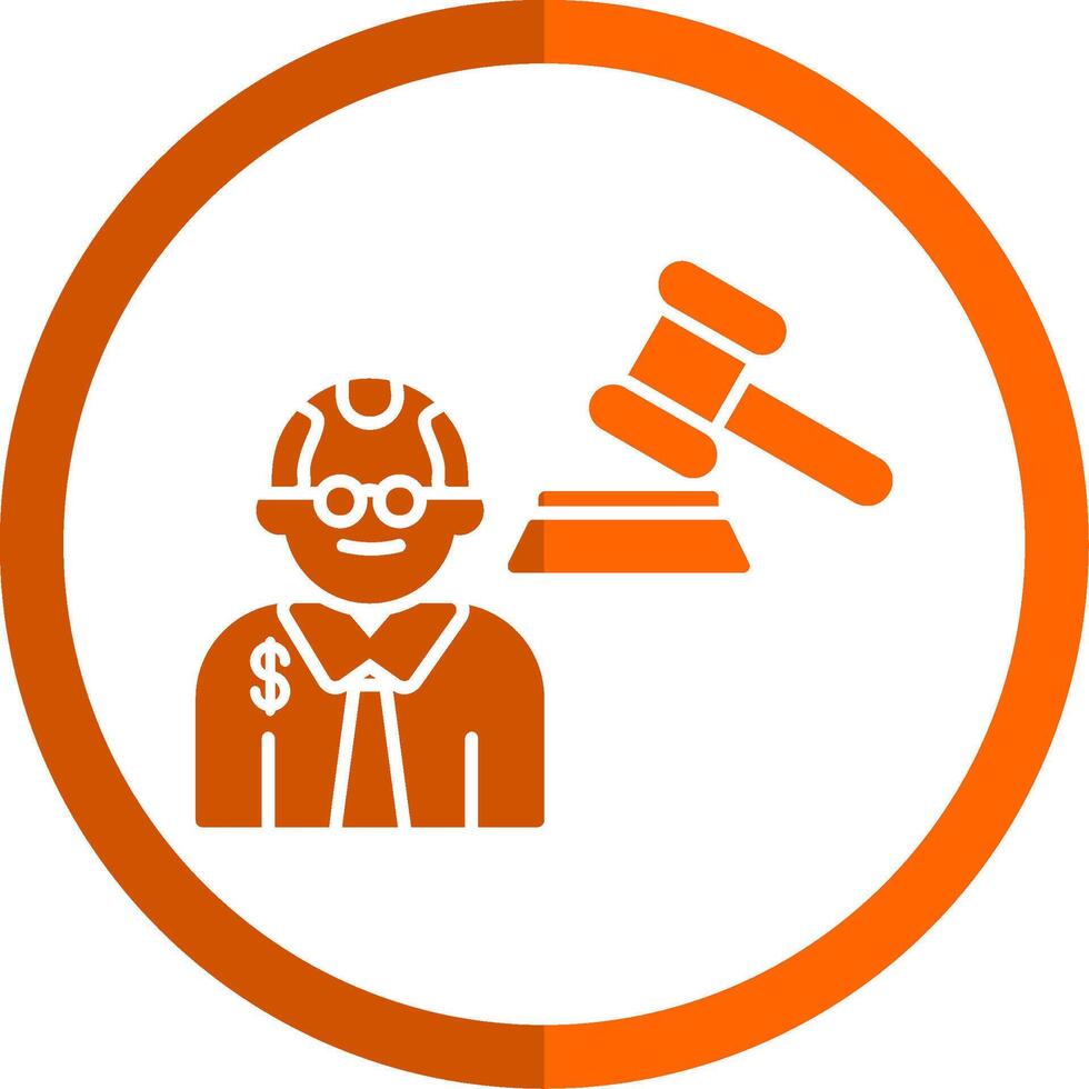 Judge Giving Order Glyph Orange Circle Icon vector