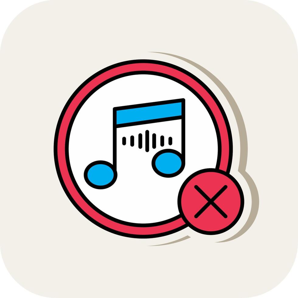 No Music Line Filled White Shadow Icon vector