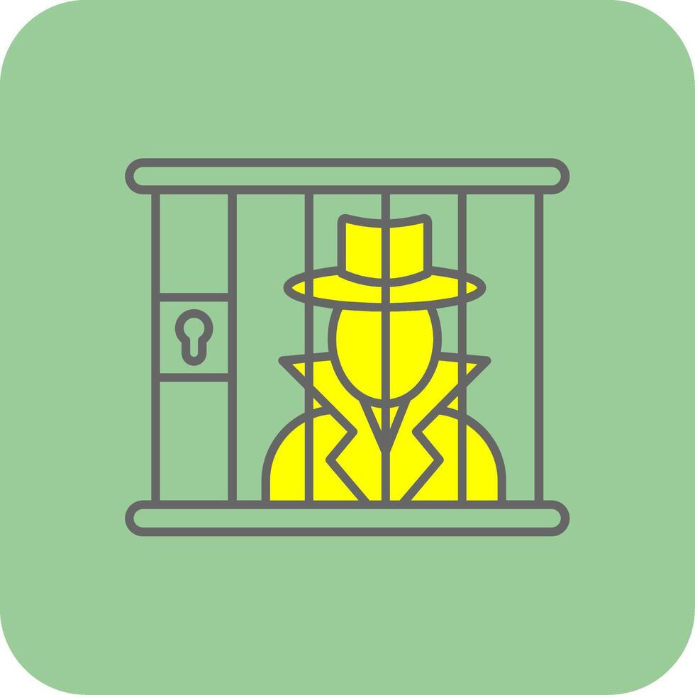 Criminal behind bars Filled Yellow Icon vector