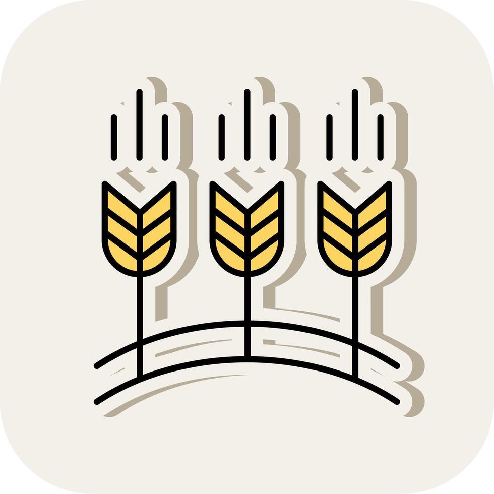 Wheat Line Filled White Shadow Icon vector