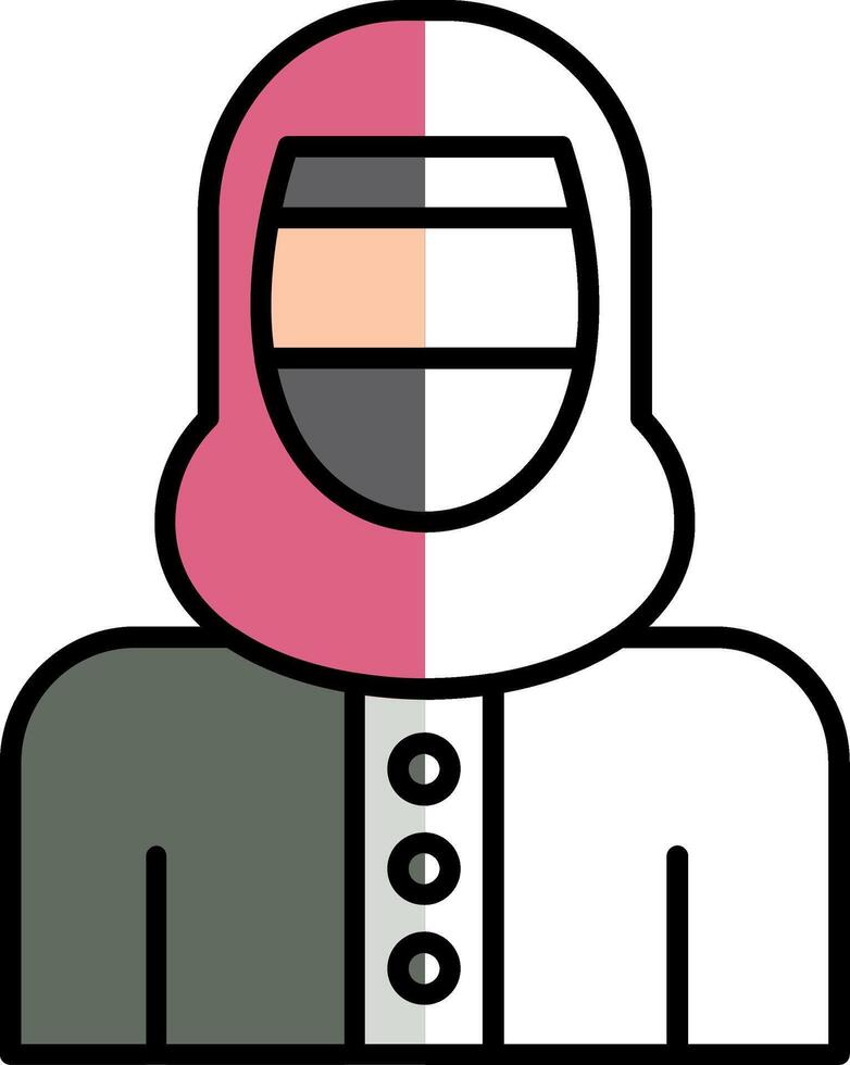 mujer con niqab lleno medio cortar icono vector