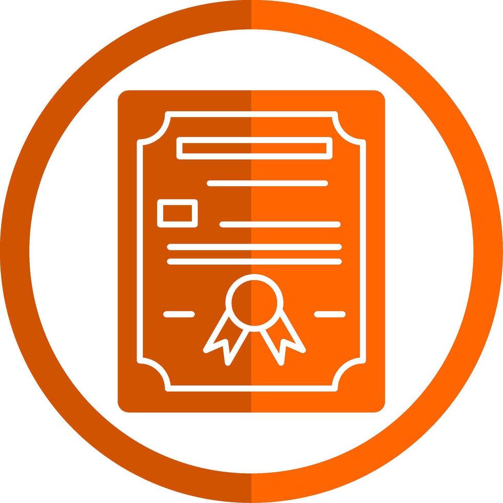 Certificate Glyph Orange Circle Icon vector