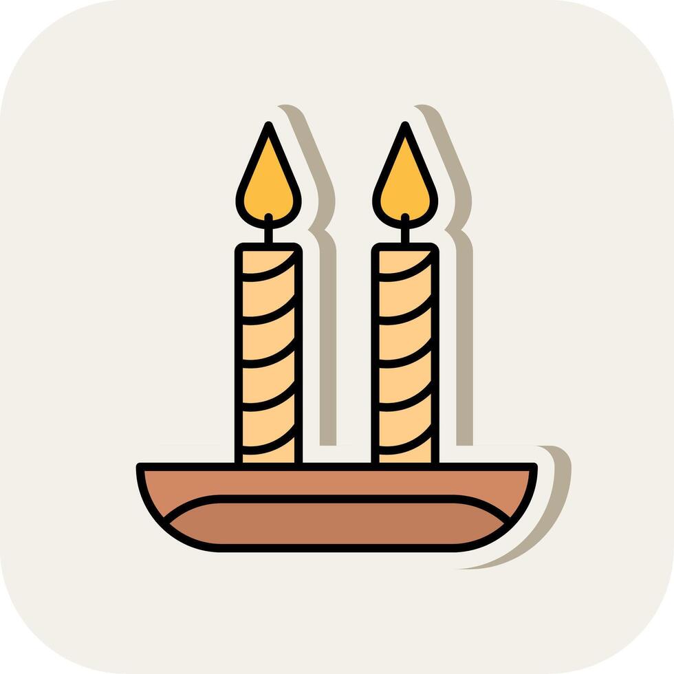 Candle Line Filled White Shadow Icon vector