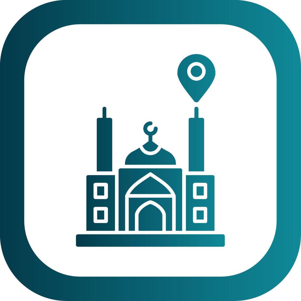 Mosque Location Glyph Gradient Round Corner Icon vector