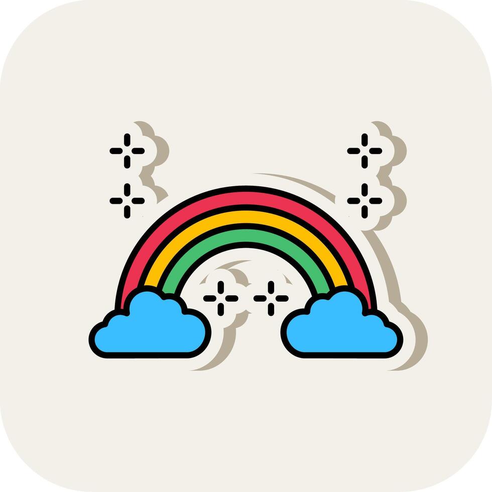 Rainbow Line Filled White Shadow Icon vector