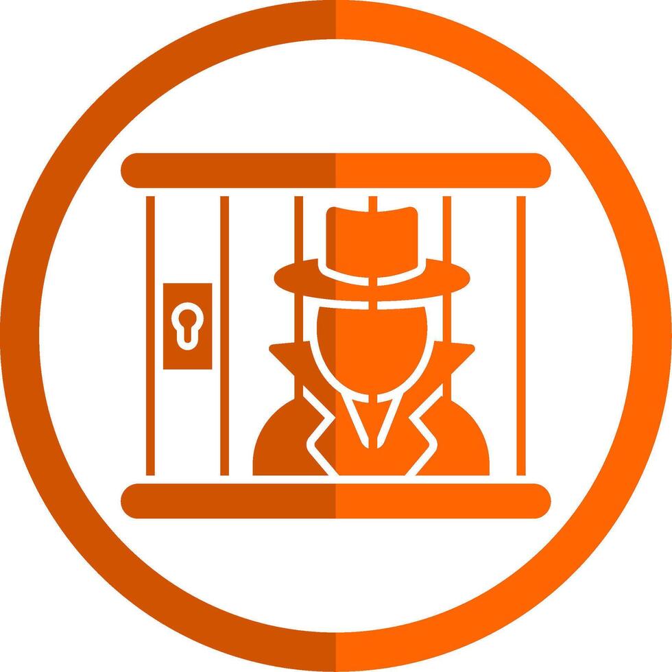 Criminal behind bars Glyph Orange Circle Icon vector