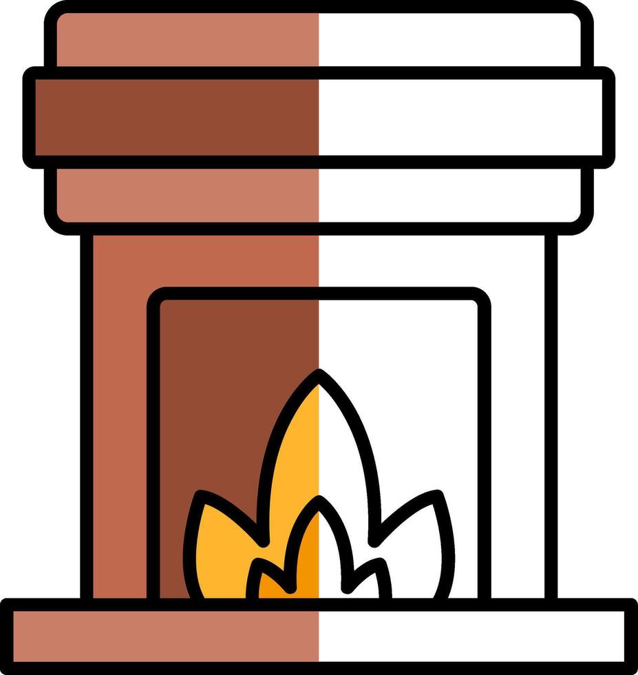 Fireplace Filled Half Cut Icon vector