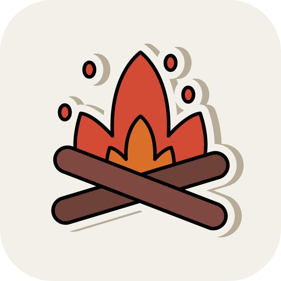 Bonfire Line Filled White Shadow Icon vector