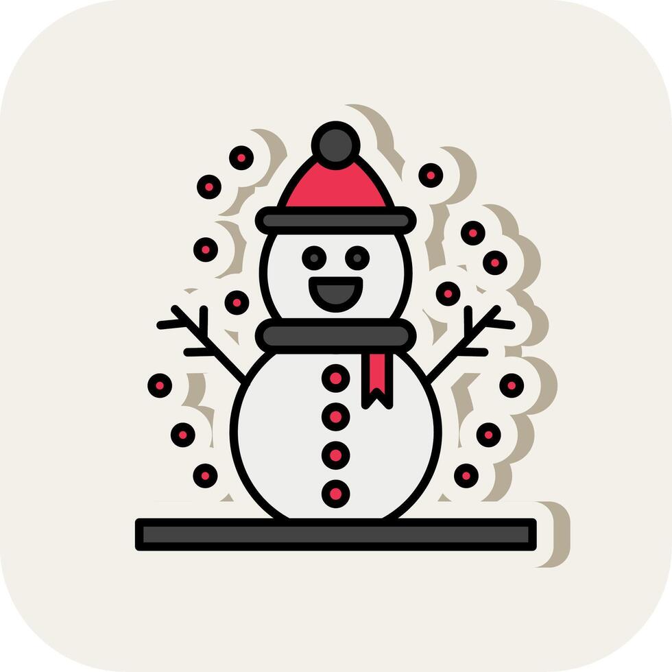 Snowman Line Filled White Shadow Icon vector