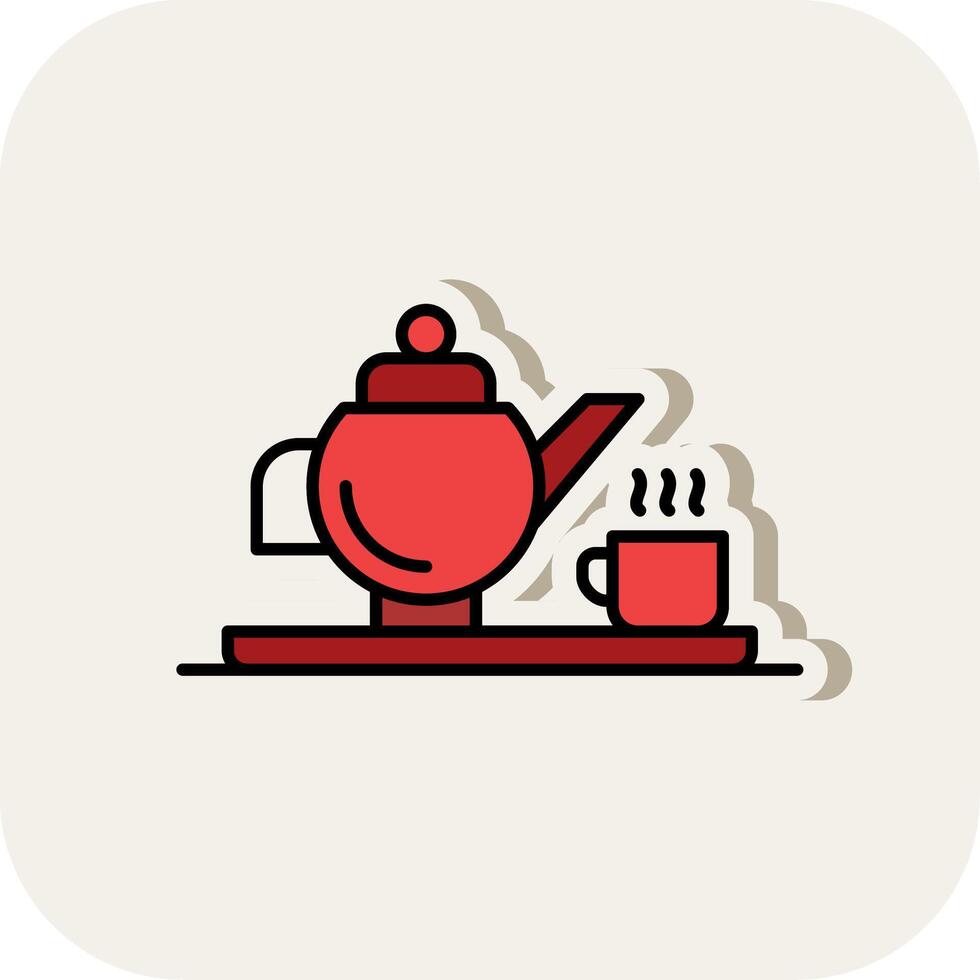 Teapot Line Filled White Shadow Icon vector