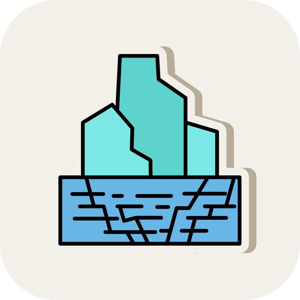Iceberg Line Filled White Shadow Icon vector