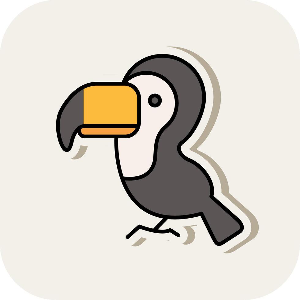 Toucan Line Filled White Shadow Icon vector