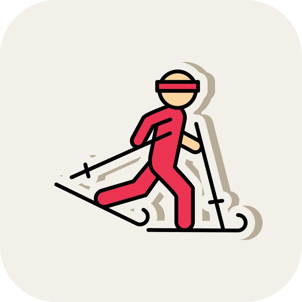 Ski Line Filled White Shadow Icon vector