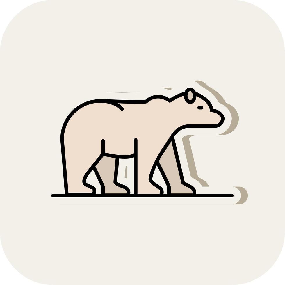 Polar Bear Line Filled White Shadow Icon vector