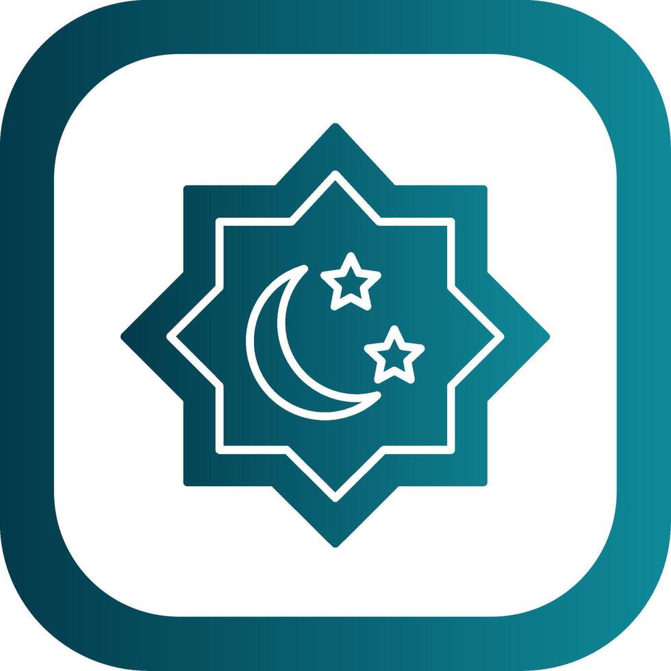 Islamic Star Glyph Gradient Round Corner Icon vector