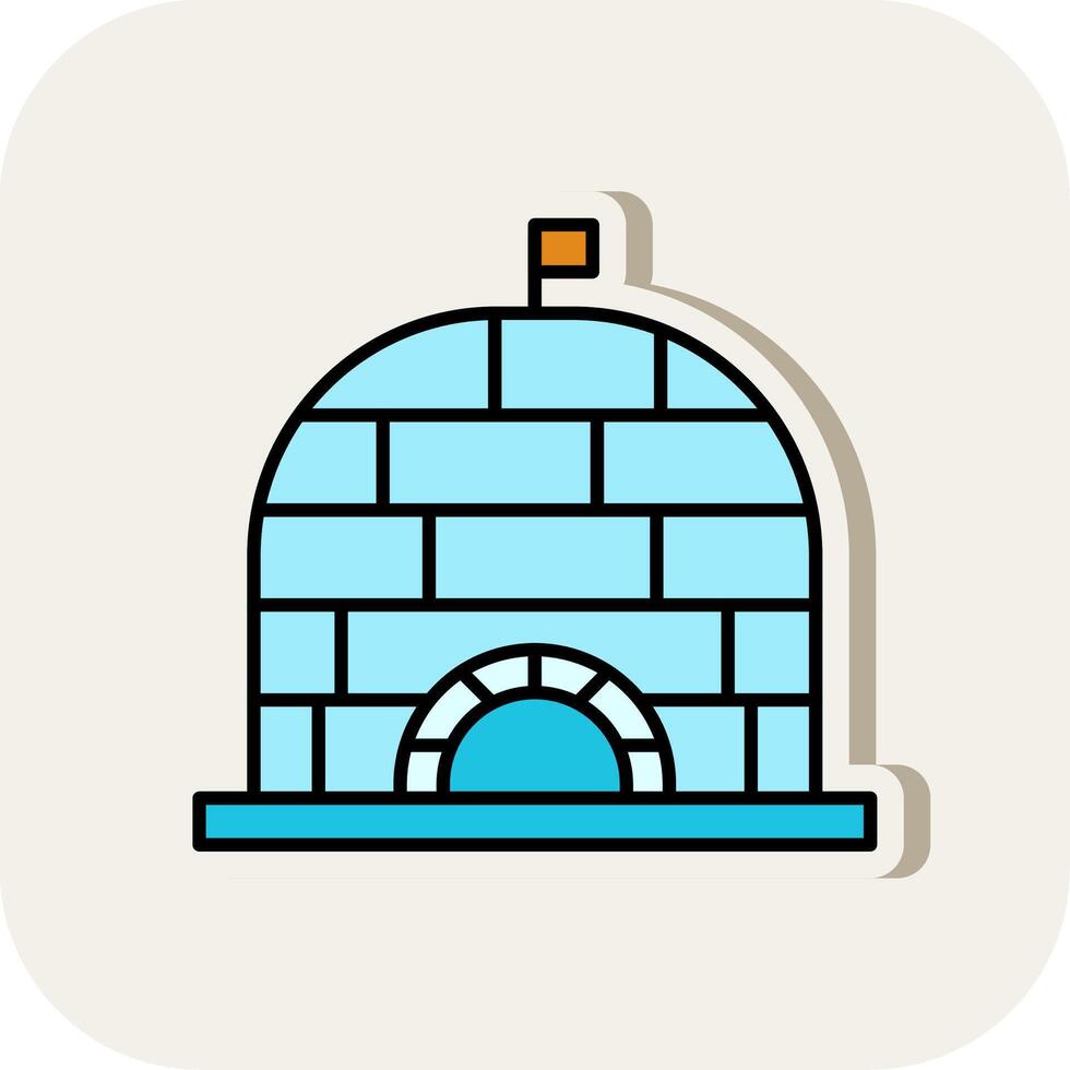 Igloo Line Filled White Shadow Icon vector