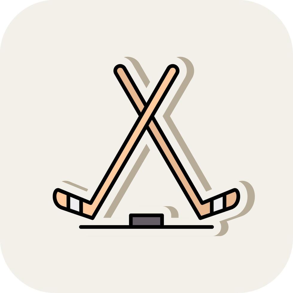 Ice Hockey Line Filled White Shadow Icon vector