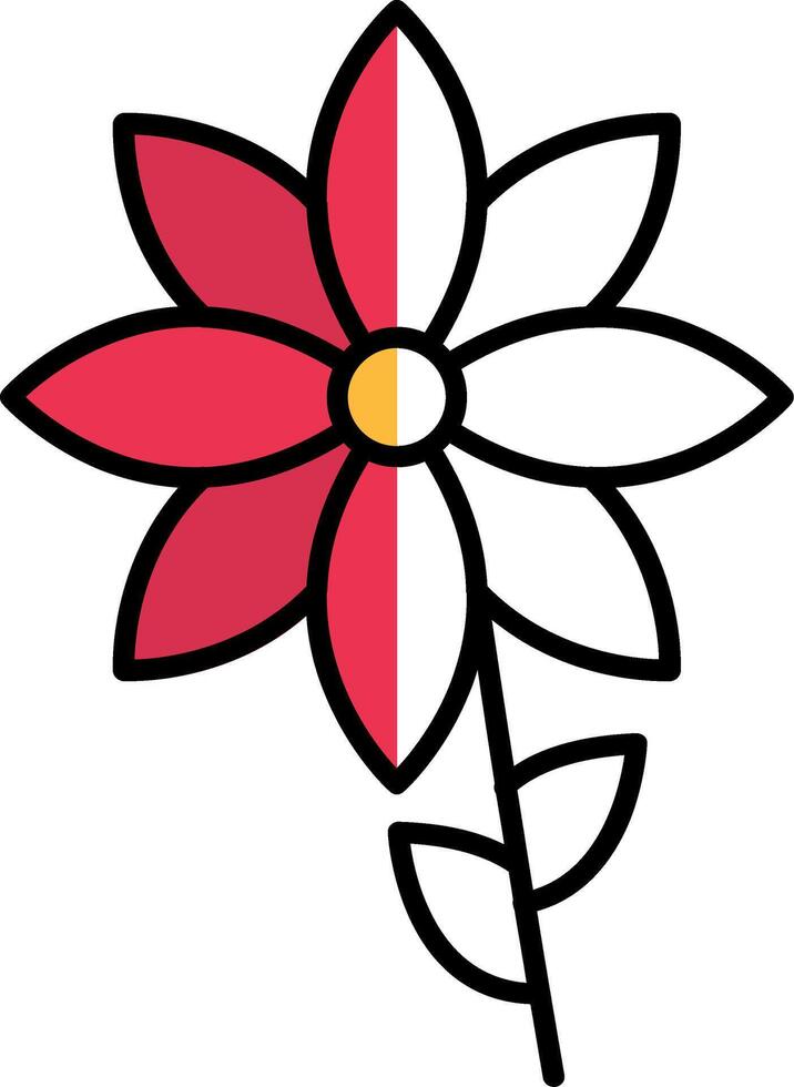 Flower Filled Half Cut Icon vector