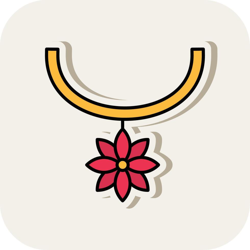 Flower Necklace Line Filled White Shadow Icon vector