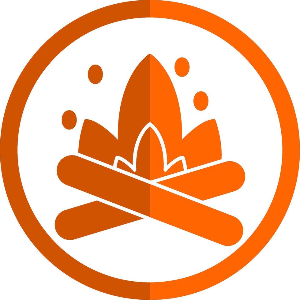 Bonfire Glyph Orange Circle Icon vector