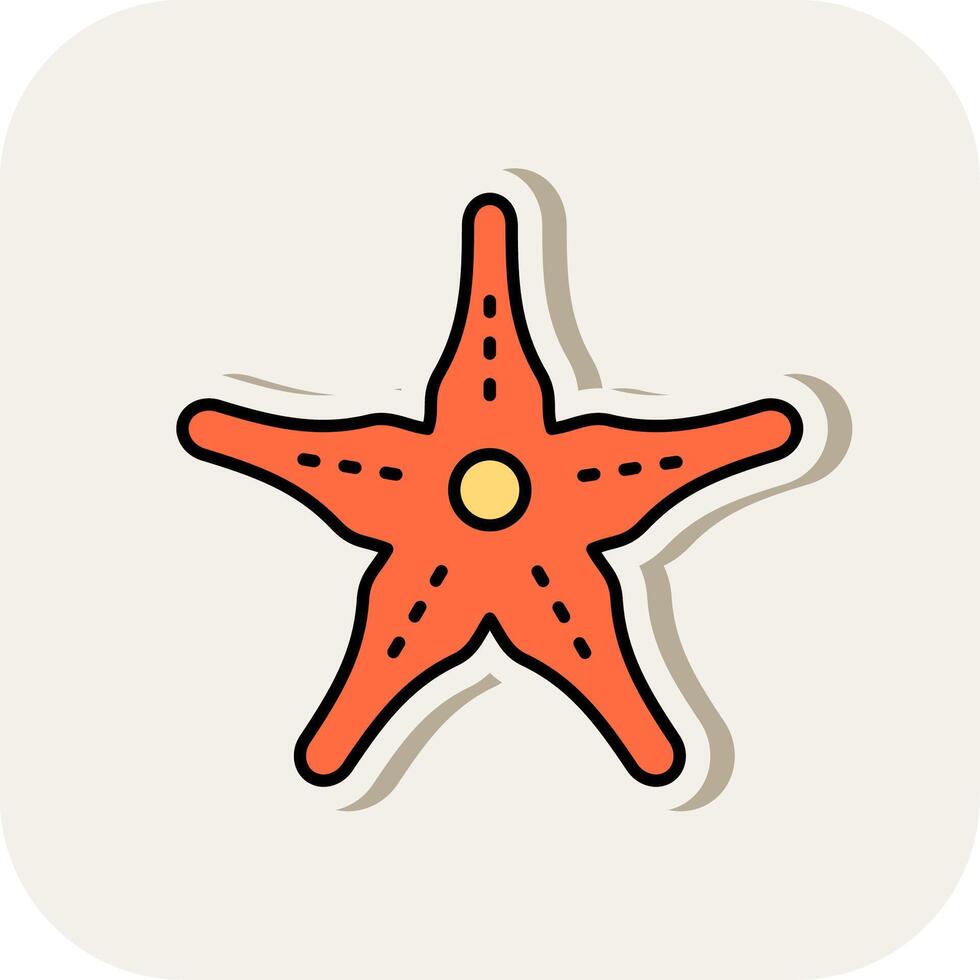 StarFish Line Filled White Shadow Icon vector