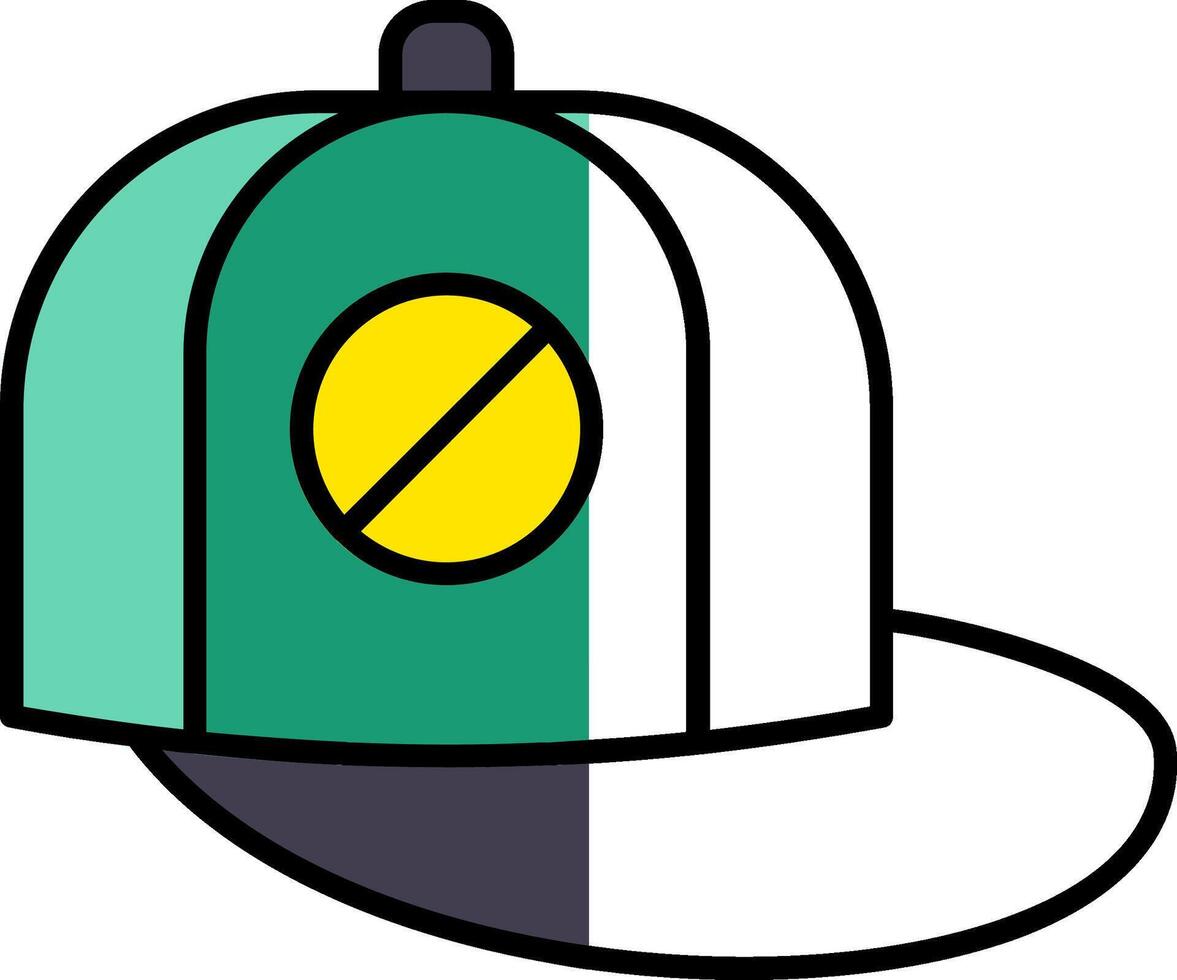 béisbol gorra lleno medio cortar icono vector