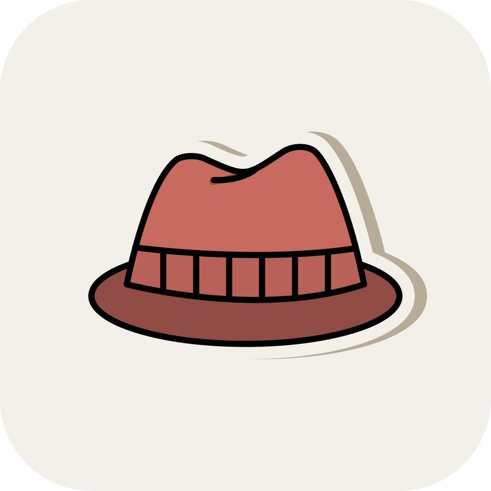 fedora sombrero línea lleno blanco sombra icono vector