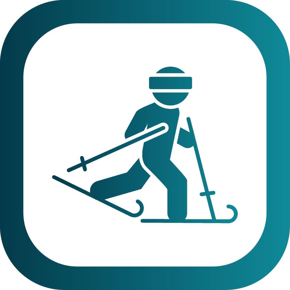 Ski Glyph Gradient Round Corner Icon vector