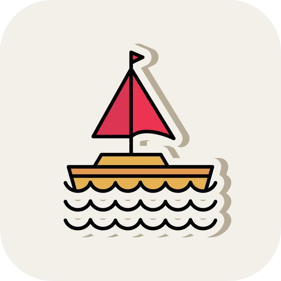 Sail Boat Line Filled White Shadow Icon vector