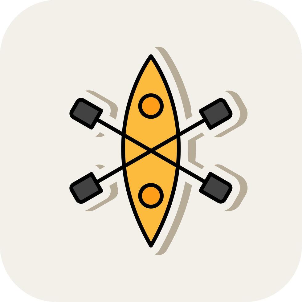 Kayak Line Filled White Shadow Icon vector