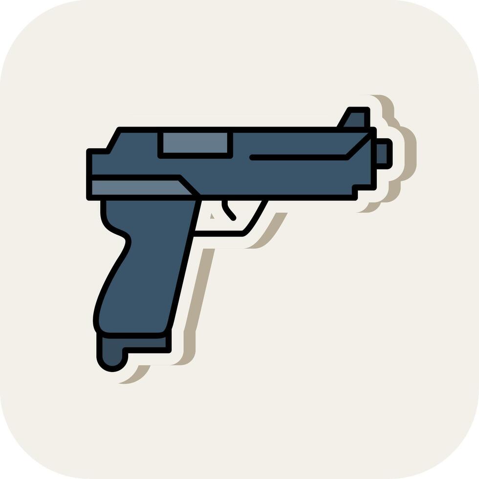 Gun Line Filled White Shadow Icon vector