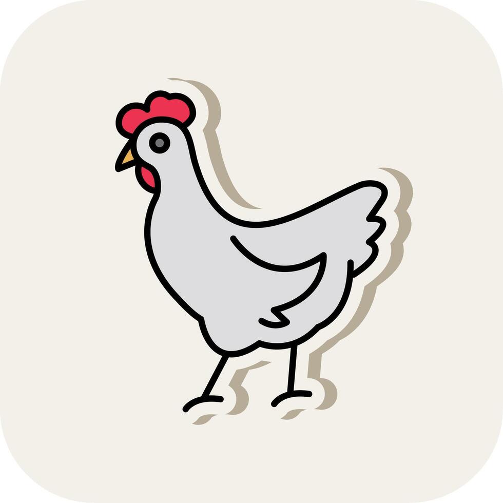 Chicken Line Filled White Shadow Icon vector