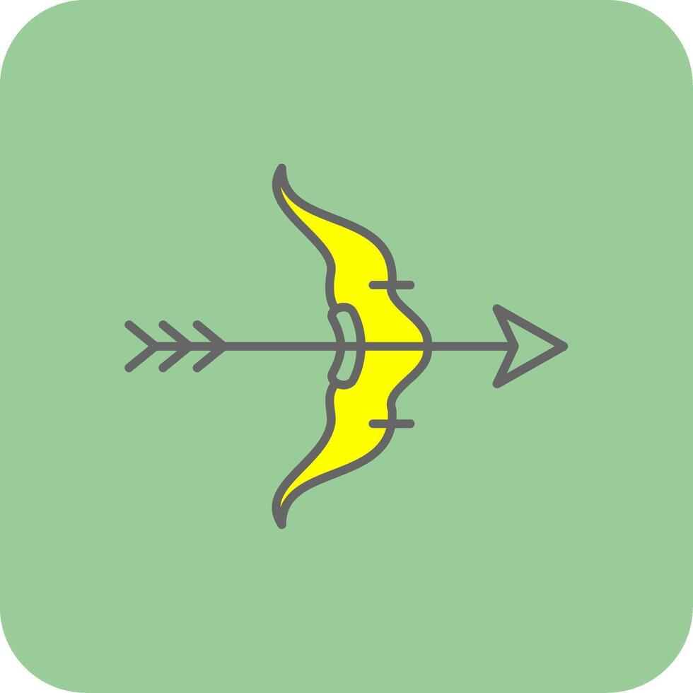 Bow And Arrow Filled Yellow Icon vector