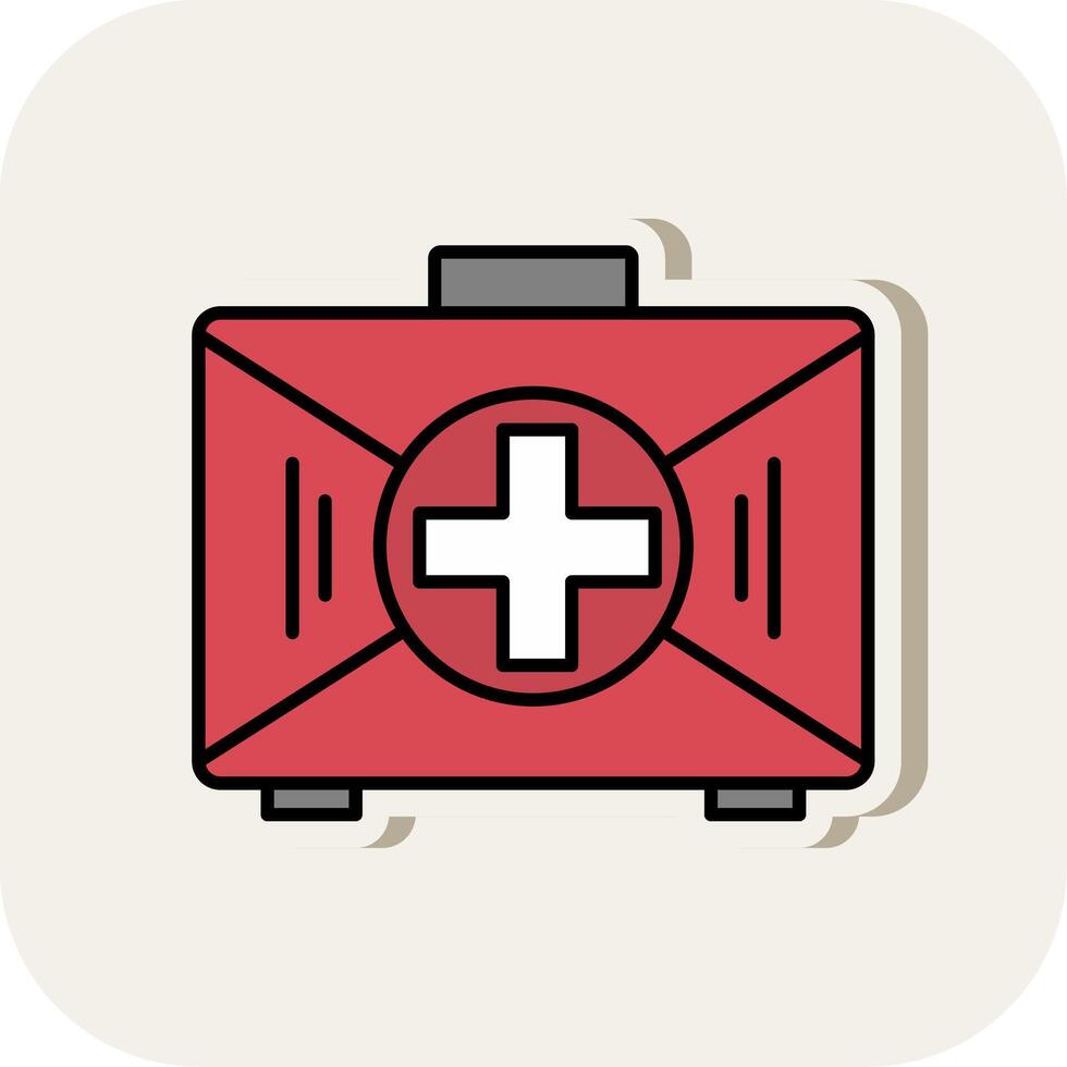 First Aid Kit Line Filled White Shadow Icon vector