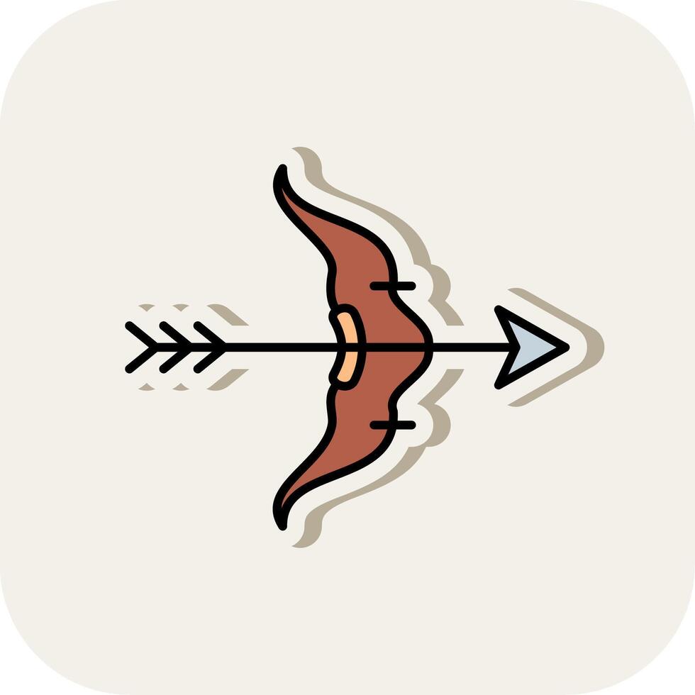 Bow And Arrow Line Filled White Shadow Icon vector