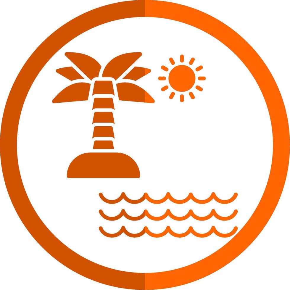 Beach Glyph Orange Circle Icon vector