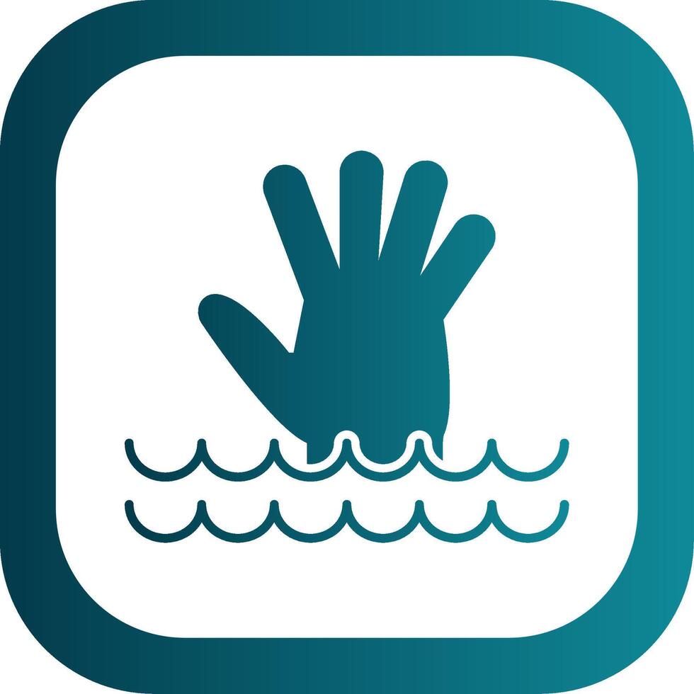 Drowning Glyph Gradient Round Corner Icon vector