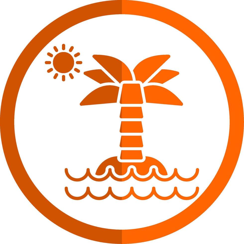 Desierto isla glifo naranja circulo icono vector