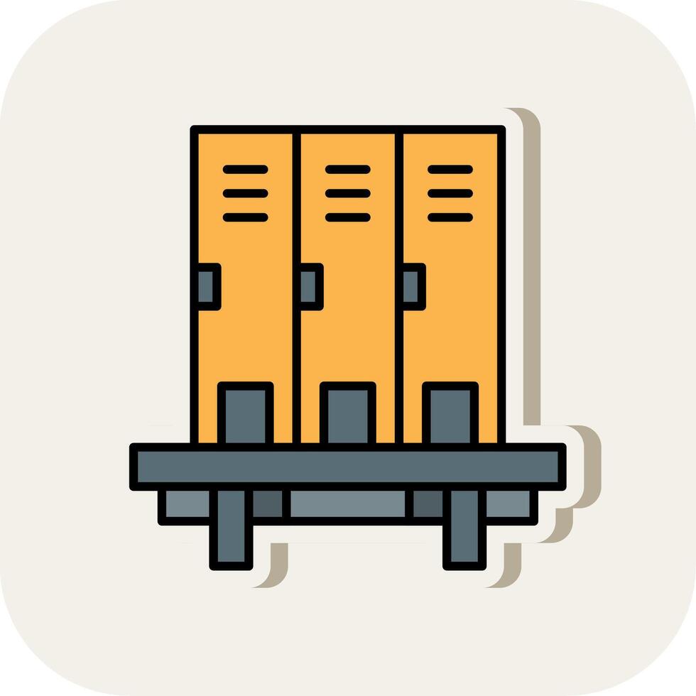 Lockers Line Filled White Shadow Icon vector