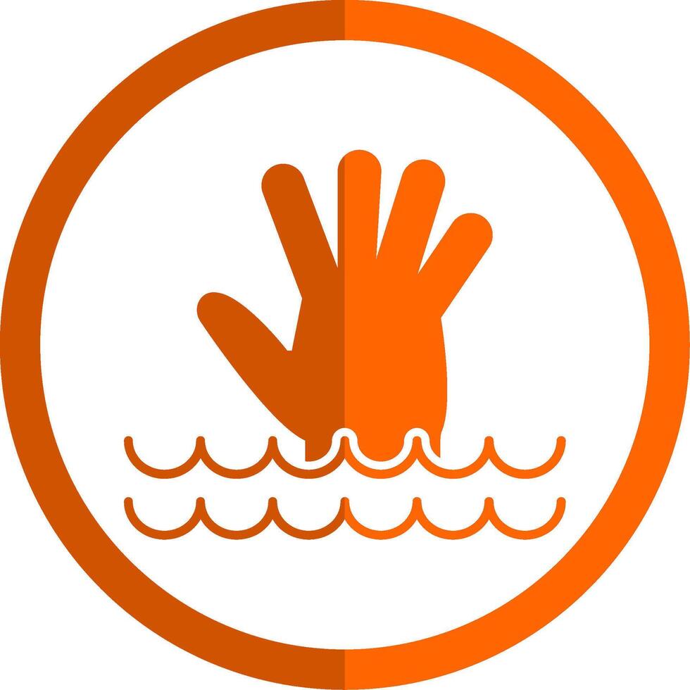 Drowning Glyph Orange Circle Icon vector