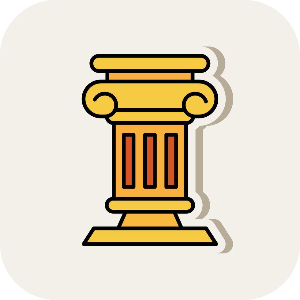 Pillar Line Filled White Shadow Icon vector