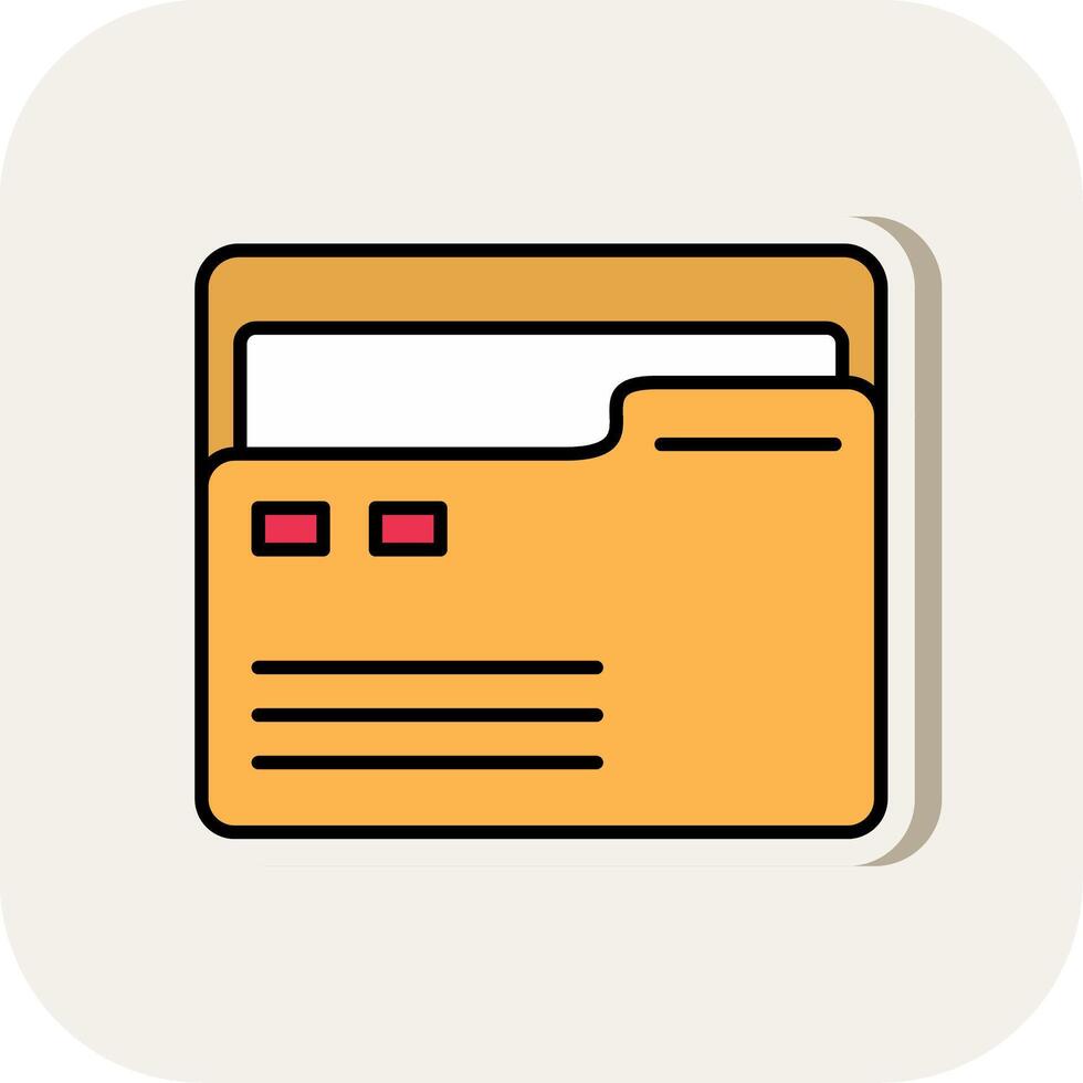 Folder Line Filled White Shadow Icon vector